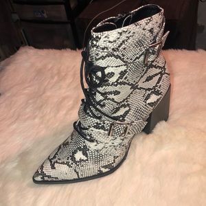 Faux Snakeskin Booties